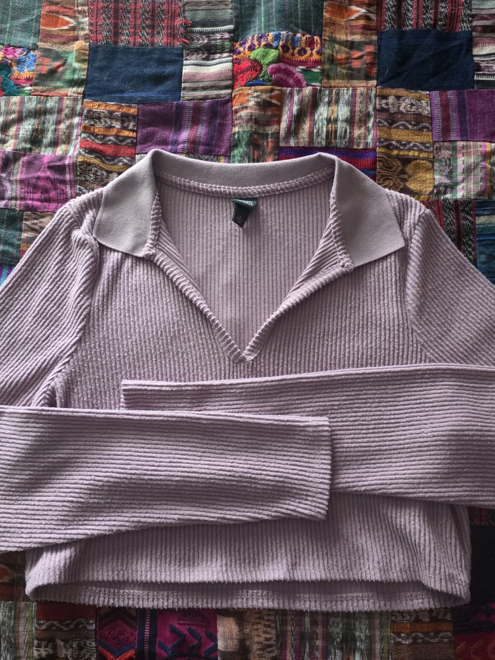 wild fable Dusty Mauve Ribbed V-Neck Long Sleeve Crop Top